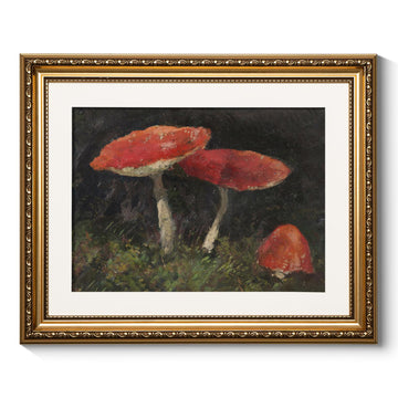 Vintage Gold Framed Mushroom Wall Art, Retro Botanical Paintings Farmhouse Cottagecore Decor, Canvas Prints, Antique