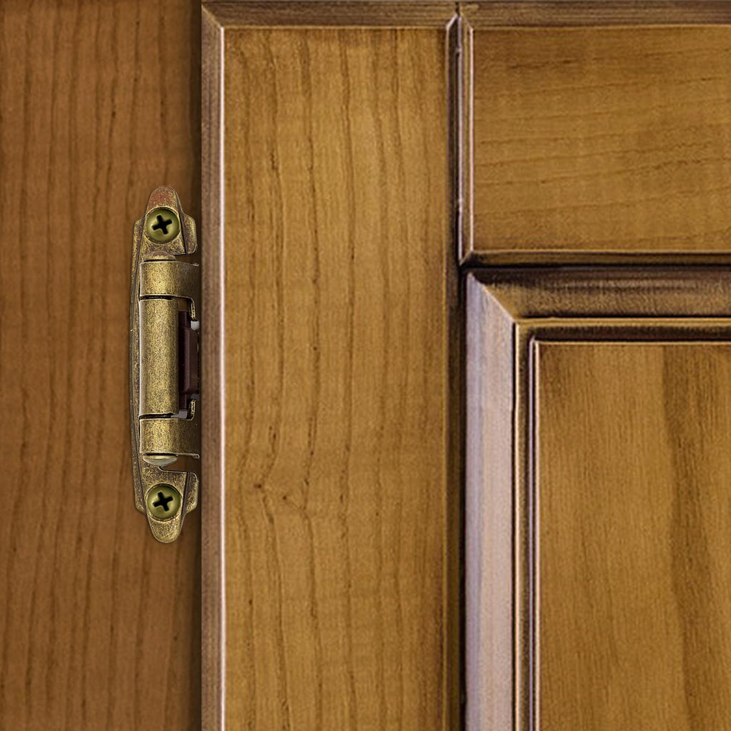 50 Pack (25 Pairs) Kitchen Cabinet Hinges Overlay Antique Brass