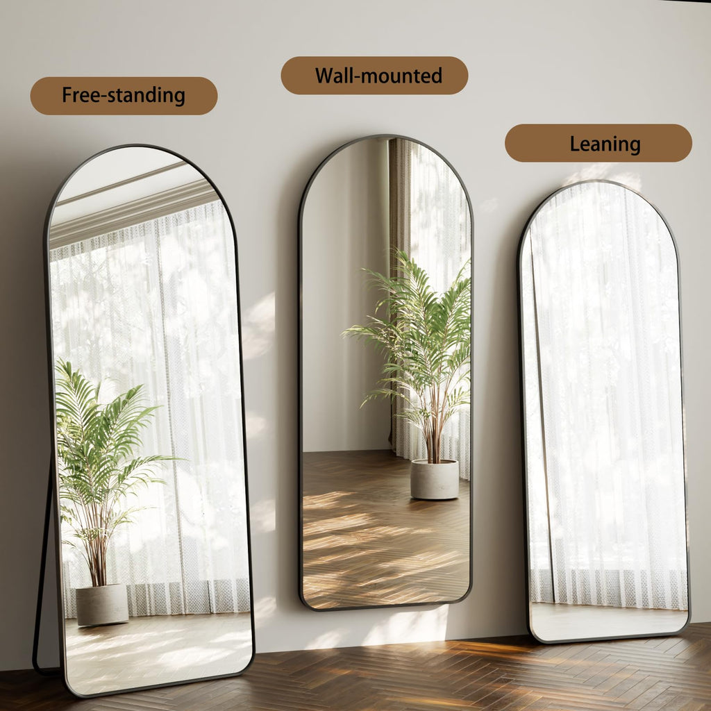 Arched Full Length Mirror, 64"x21" Full Body Mirror with Stand