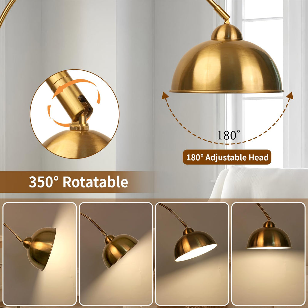Modern Arc Floor Lamp with Remote Control 12W Stepless Dimmable Arched Standing Lamp, Adjustable Metal Hanging Shade