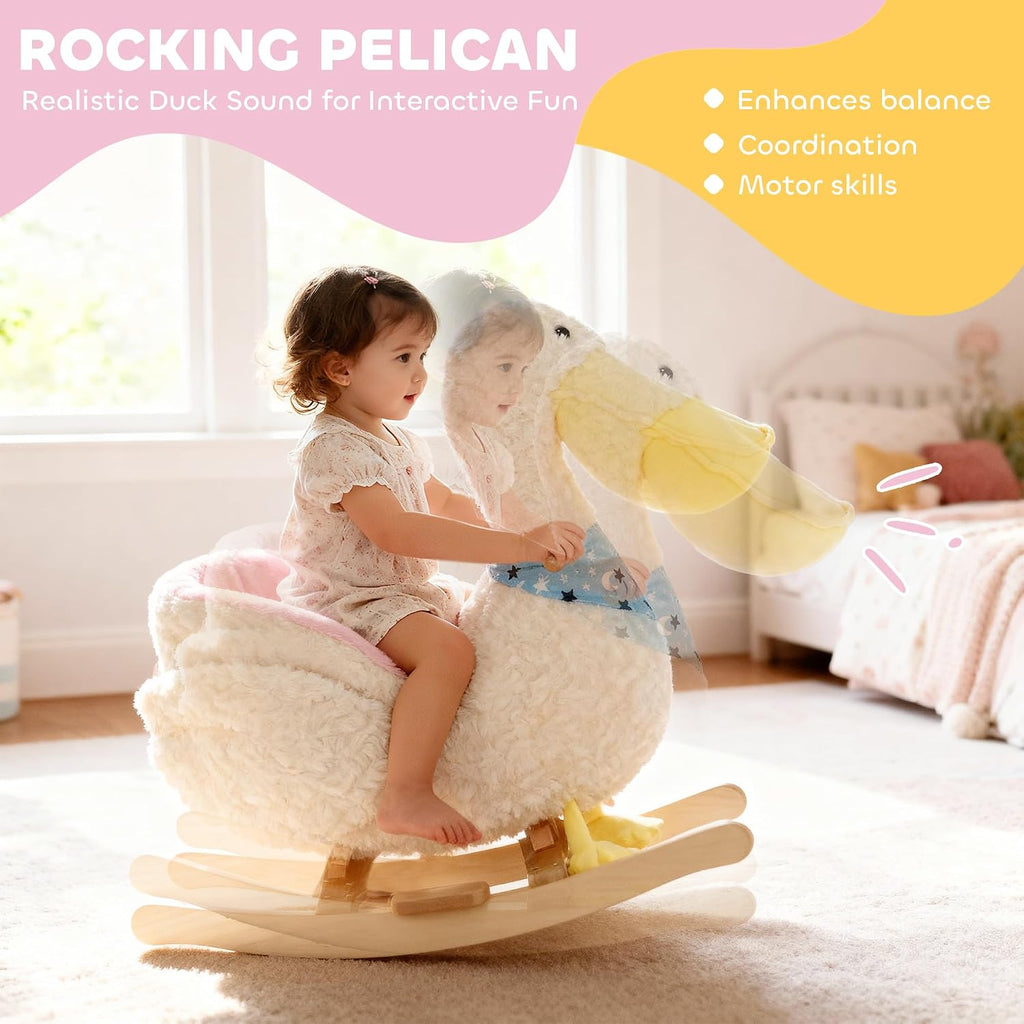 Pelican Kids Rocking Horse Realistic Duck Sound 18-36 Months White