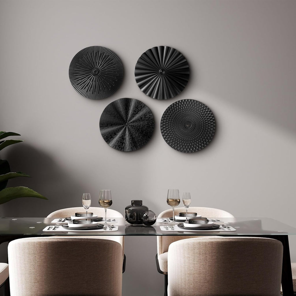 Inch Black Metal Wall Art Decor Modern Sunburst Decor - Set of 4