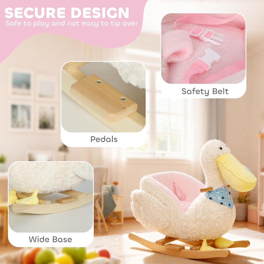 Pelican Kids Rocking Horse Realistic Duck Sound 18-36 Months White