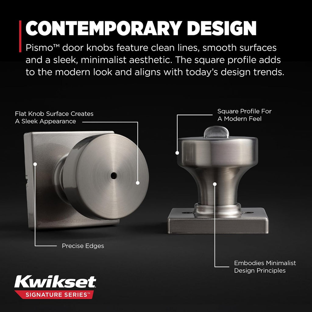 Pismo Interior Privacy Door Knob with Lock, Door Handle , Satin Nickel Keyless Turn Lock Doorknob, with Microban