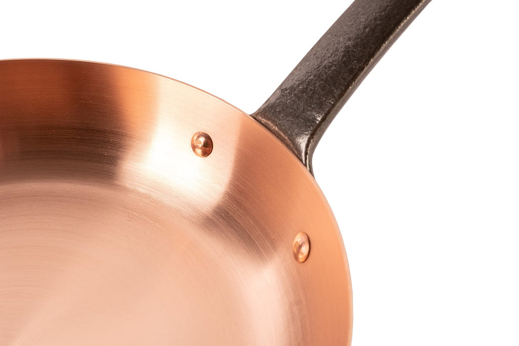 Pure copper frying pan Ø 9.5 in, thick-walled | skillet made of solid copper without coating (Medium)