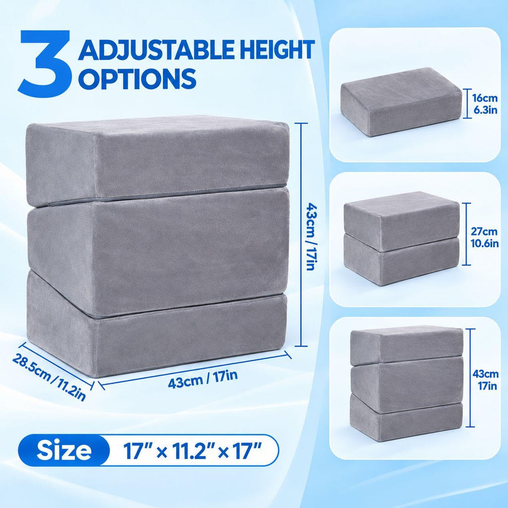 3-Level Adjustable Foot Rest for Under Desk at Work, Grey, 17x11.2x17 Inch