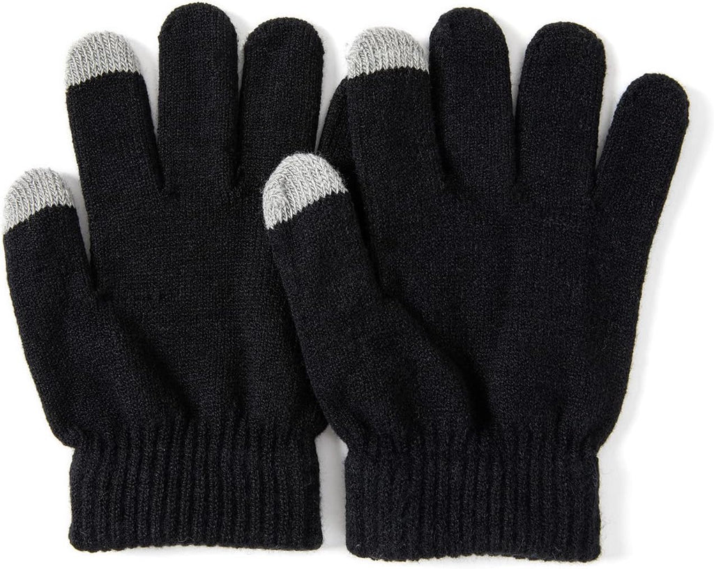 3Pcs Kids Hat Scarf and Snow Gloves Set, Winter Knit Warm Soft Pom-Pom Beanie Outdoor for Boys Girls and Toddlers