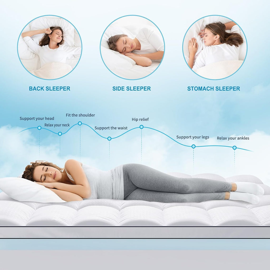 King Size Dual Layer 4 Inch Memory Foam Mattress Topper, 2 Inch Gel Memory Foam and 2 Inch Cooling Pillow Top