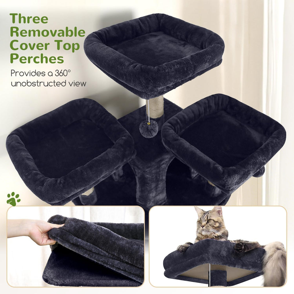 Cat Tree Tower for Multiple Adult Cats, 82in, Dark Grey