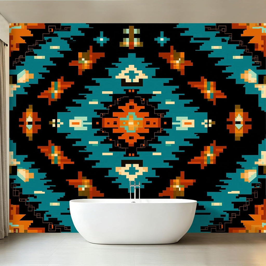 99" W x 69" H Non-Woven Mural Traditional American Indigenous Art Wallpaper Removable Not Self-Adhesive Large