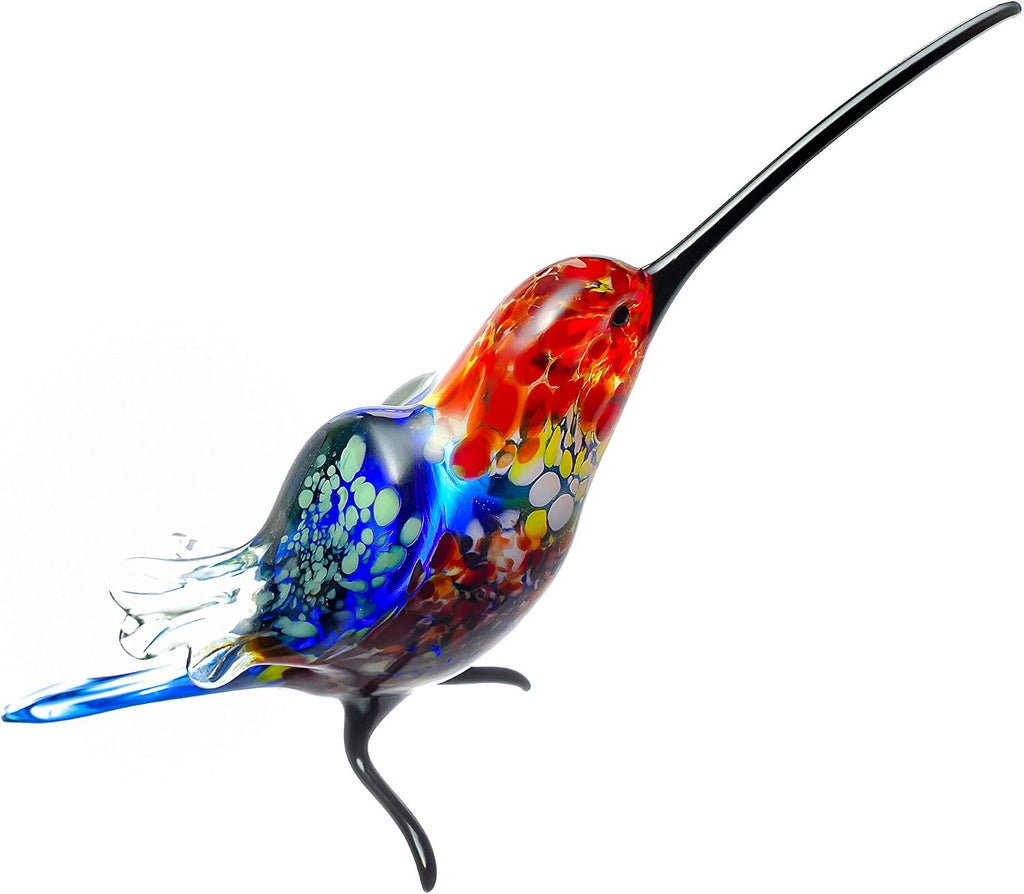 Hummingbird Figurine Hand Blown Art Glass Murano Miniature Animals Birds Collection Glass Blown Sculpture Glass