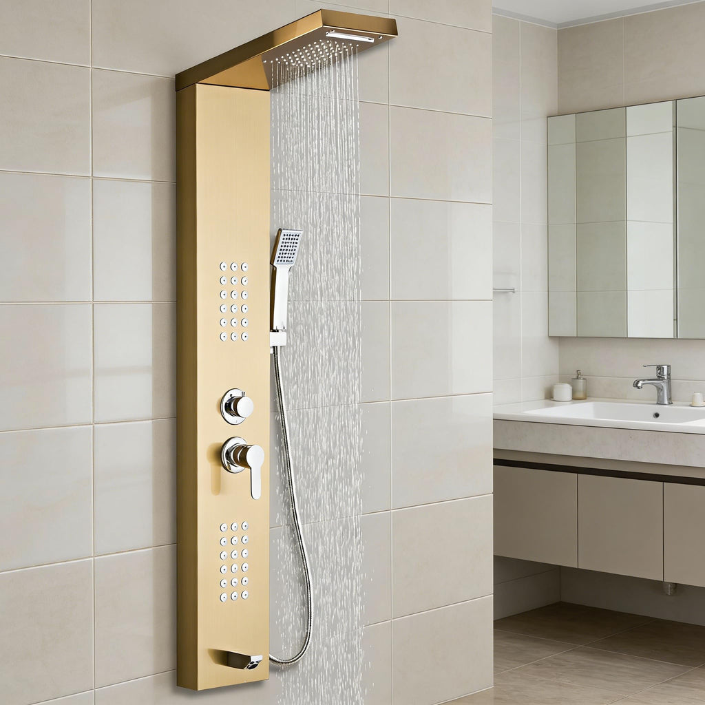 Shower Panel Tower System 5-in-1 Shower Panel - Brushed Gold