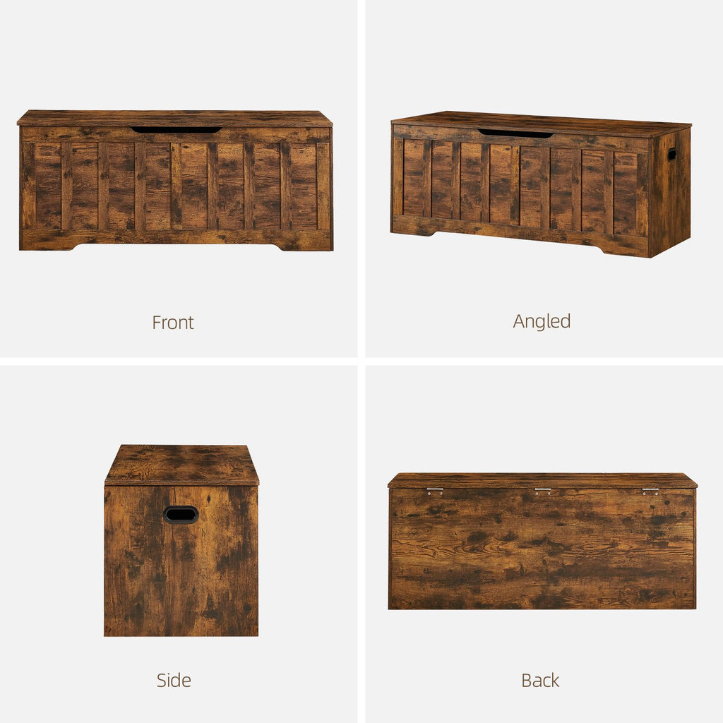 47.2"Storage Chest, 19"Extra-Deep Storage Bench, 72 Gal, Rustic Brown