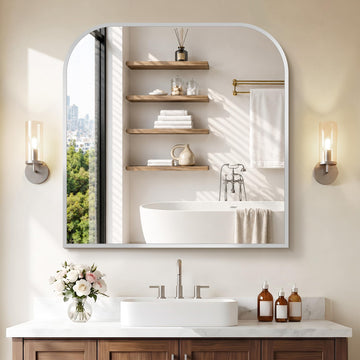 Bathroom Mirror, 30x30 inch Silver Square Wall Mounted Mirror with Thin Frame, Bathroom Vanity Mirrors for Over Sink