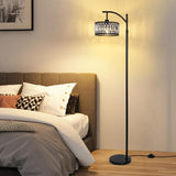 Crystal Floor Lamps, Modern Arc Floor Lamp, Black Standing Lamp with Edison Bulb, Height Adjustable Tall Lamp
