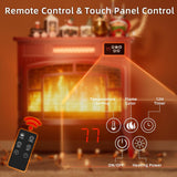 Freestanding Electric Fireplace Stove with Remote Control, 1500W Infrared Heater, 3D Flame Effect, Thermostat and Overheat Protection, Portable Indoor Fireplace