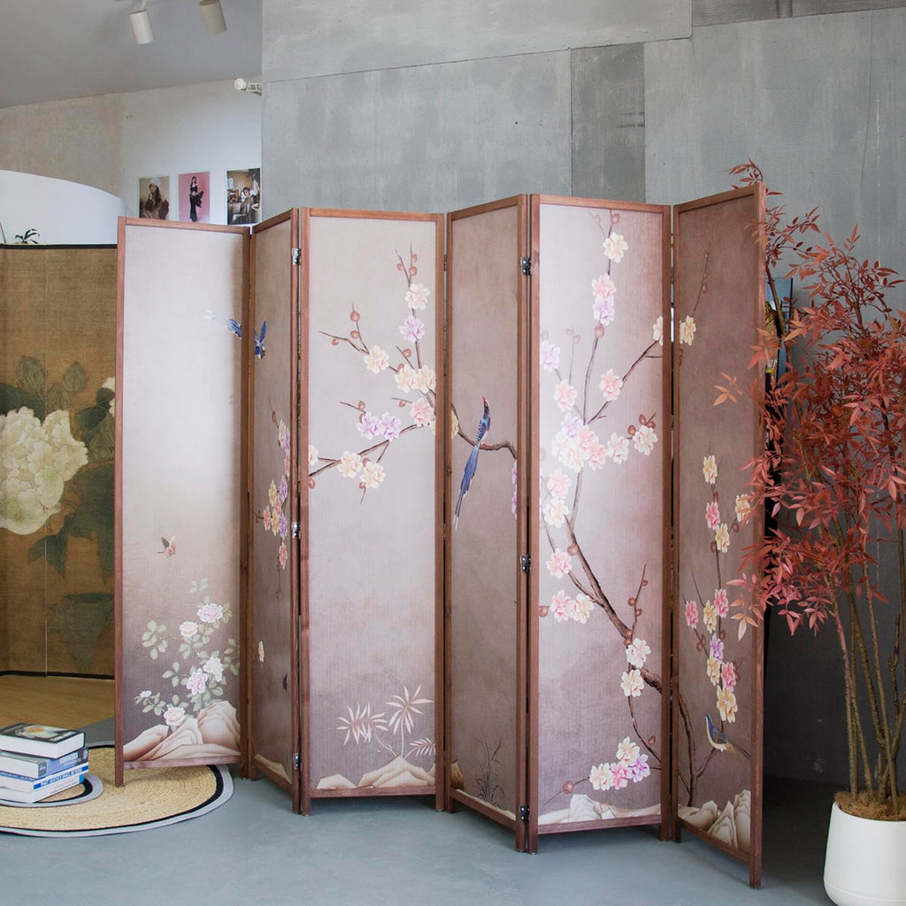 6 Panel Room Divider for Room Separation, 5.6 ft Tall Double Sided Blackout Folding Privacy Screen - Freestanding
