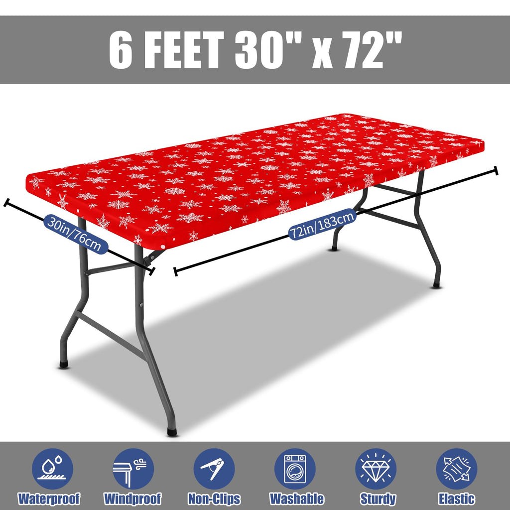2 Pack Rectangle Spandex 6FT Elastic Fitted Christmas Tablecloth