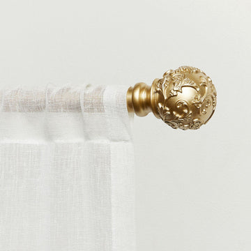 Vine 1" Curtain Rod and Finial Set, Gold, Adjustable 36"-72"