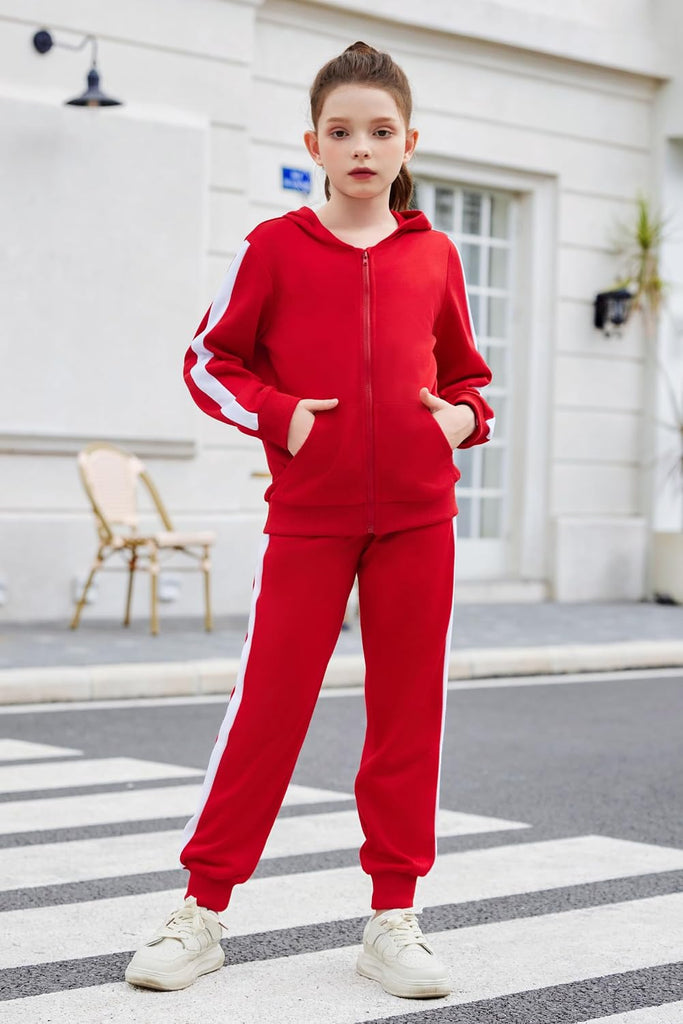 Girls 2 Piece Outfits Zip Up Hoodie Tracksuit Sweatsuits Sets