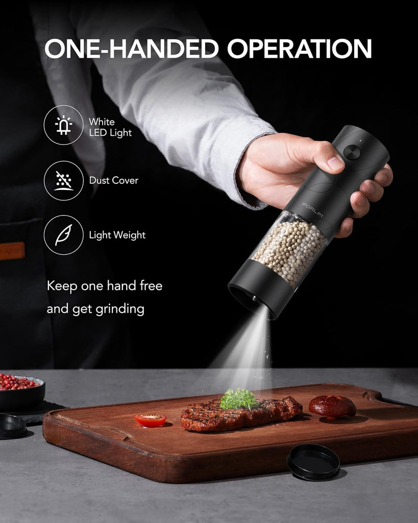 Electric Salt & Pepper Grinder Set, Rechargeable 2 Pack, Black White - Set of 2