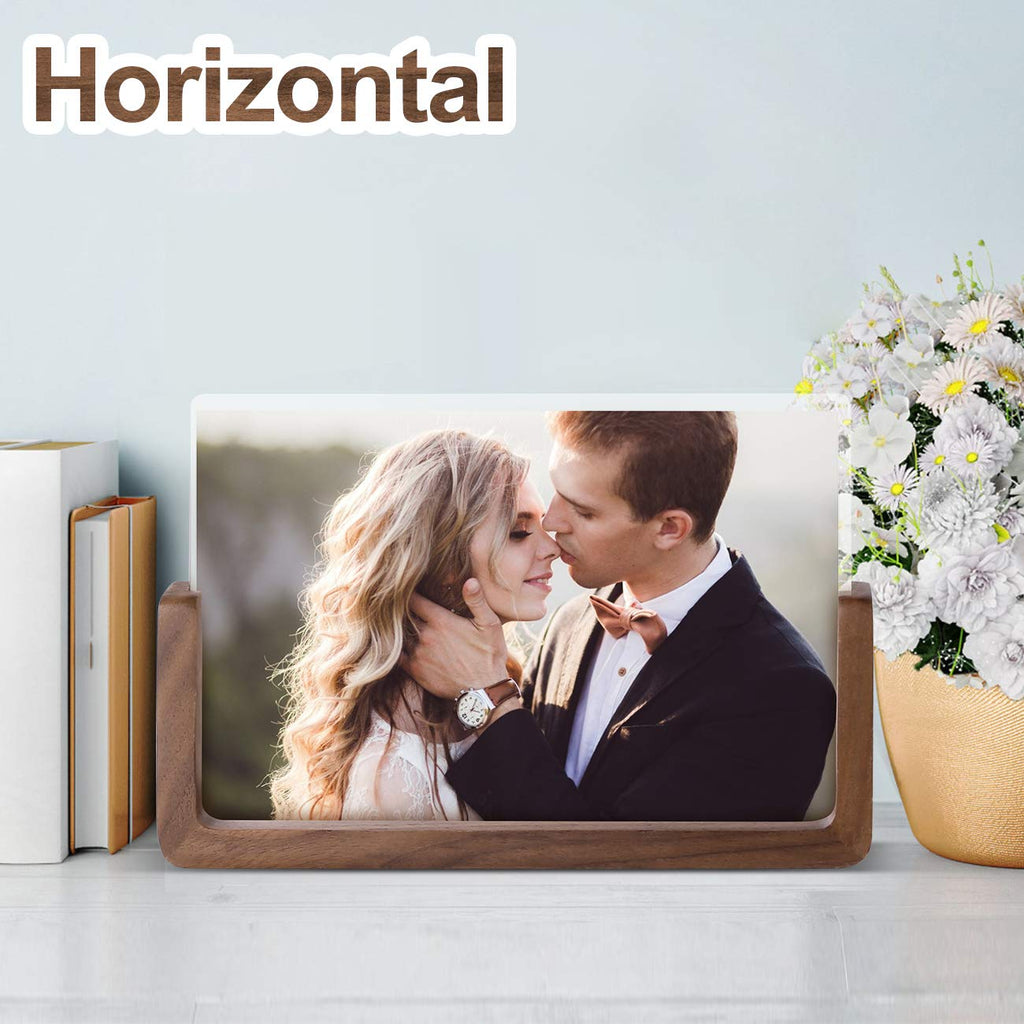5x7 Picture Frame 2 Pack - Double Rustic Vintage Wooden Picture Frames 5x7 inch with Walnut Wood Base and High