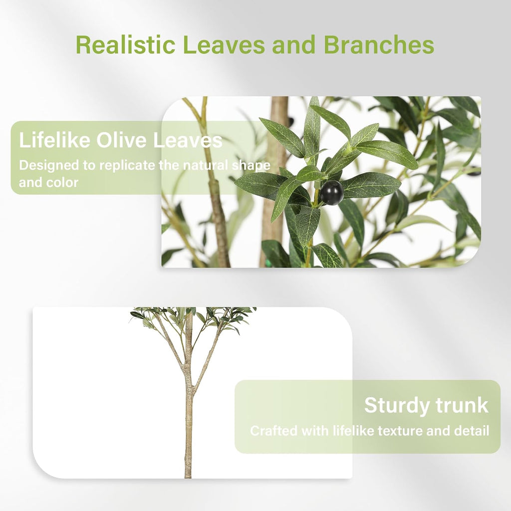 7FT Olive Trees Artificial Indoor - Faux Tree 7 Feet Decor