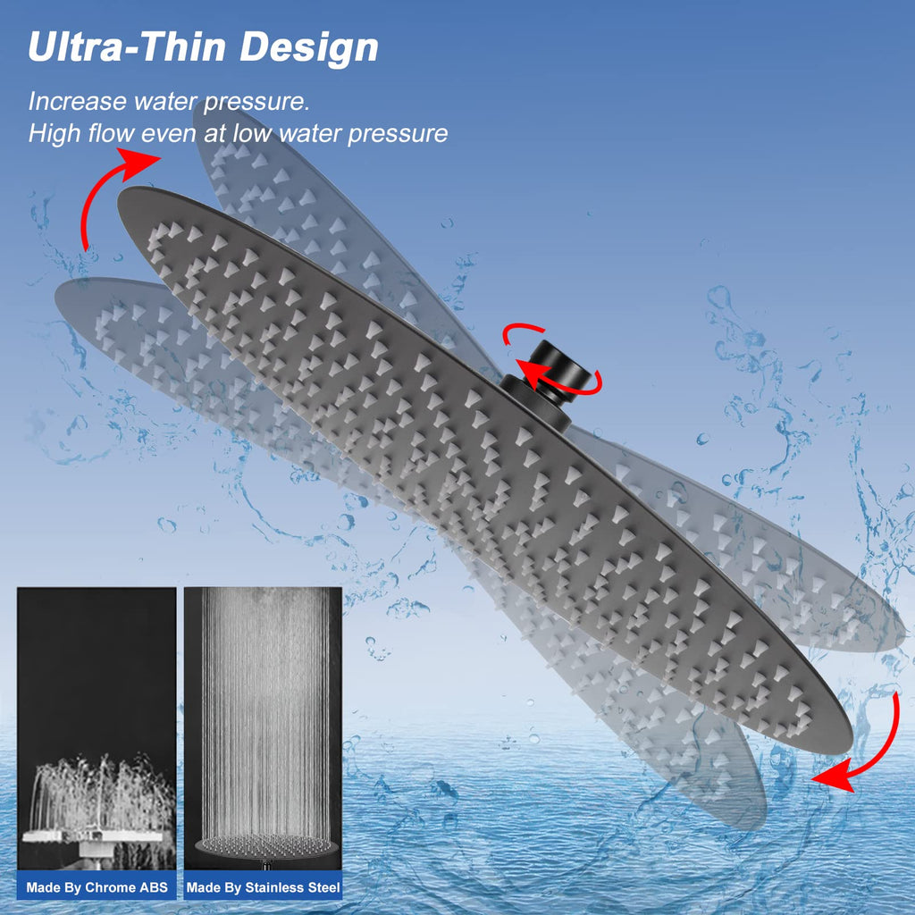 Rain Shower Head, Ultra-Thin Design-Pressure Boosting, Awesome Some Experience, High Flow Stainless Steel Rainfall