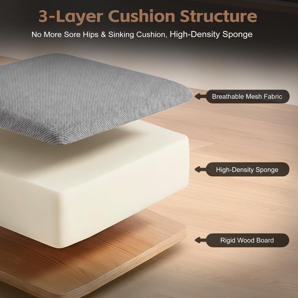 Gaming Chair, Desk Chair with Linen Breathable Mesh Fabric, Office Chair with Adjustable Lumbar Support, Computer
