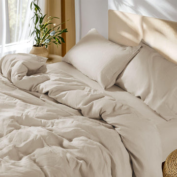 100% French Linen Duvet Cover Set, Zipper Closure, 3PC
