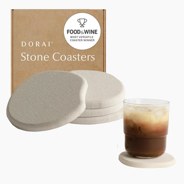 Home Stone Coasters Set - Diatomaceous Earth Water-Absorbing Drink Coaster for Coffee Table, Kitchen or Bar, Modern - Set of 4