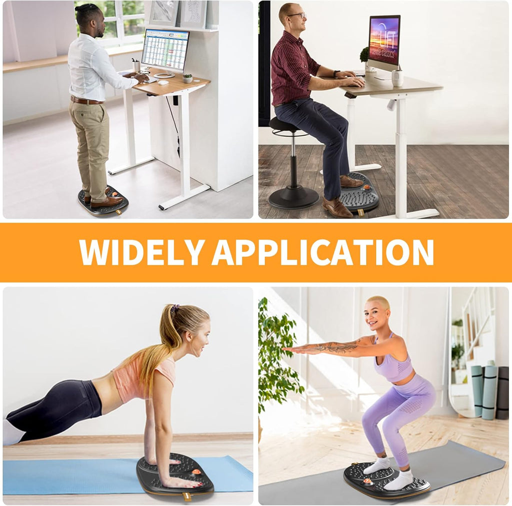 Standing Desk Mat Balance Board with Rollerball, Wooden Wobble Anti Fatigue Mat Balance Board for Standing Desk, Home