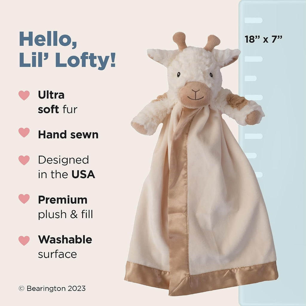 Lil' Lofty Giraffe Lovey Blanket - 18" Soft Plush Baby Security Blanket with Giraffe Head - Cuddly Stuffed Animal