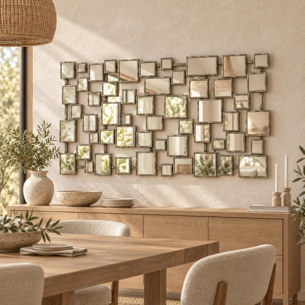 Large Modern Accent Wall Mirror Silver 23.6"x47" Metal Framed Decorative Mirror Bedroom Living Room Home Decor