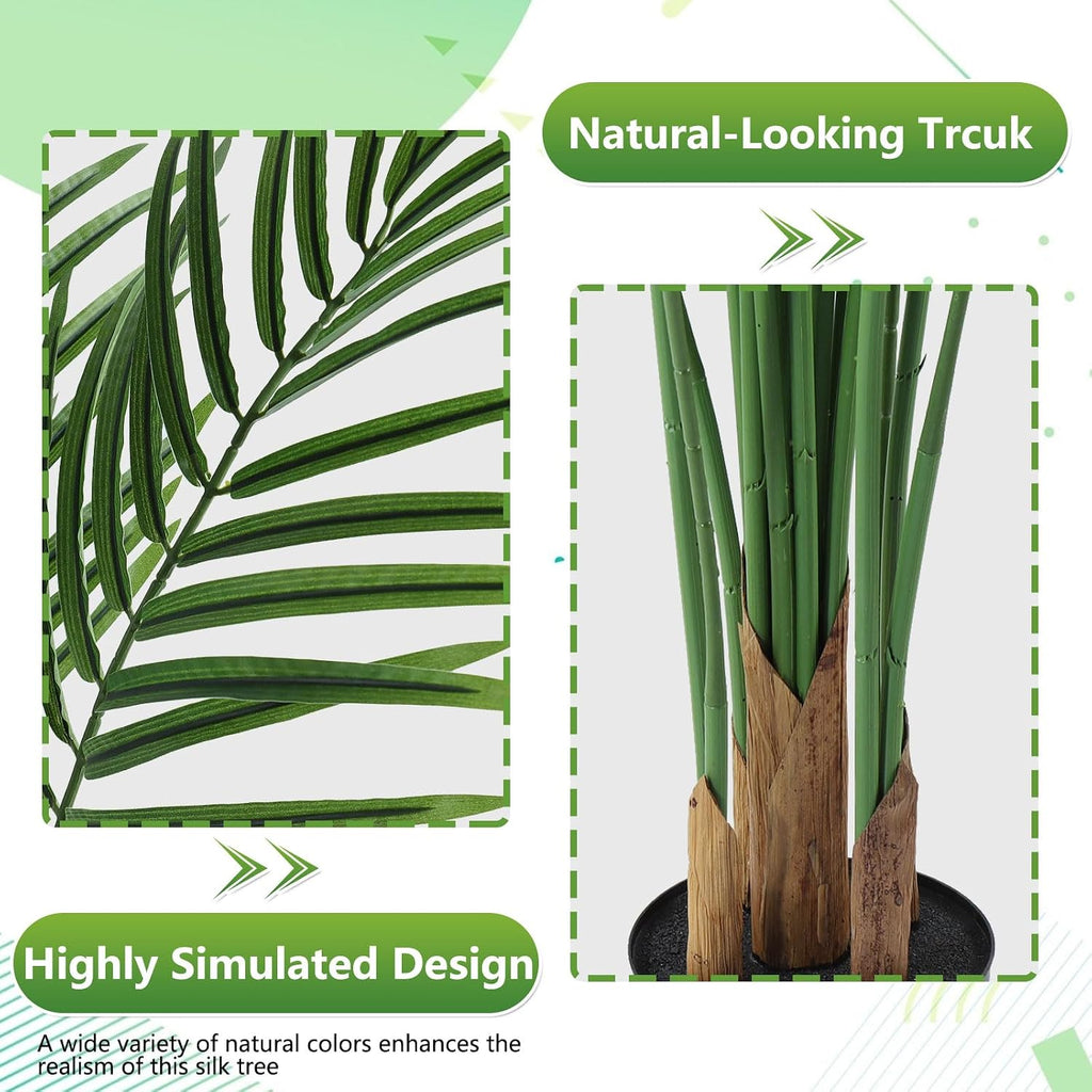 6ft Artificial Palm Tree Indoor, Large Fake Tropical Areca Palm with 18 Trunks, Tall Faux Floor Plants Living Rooms
