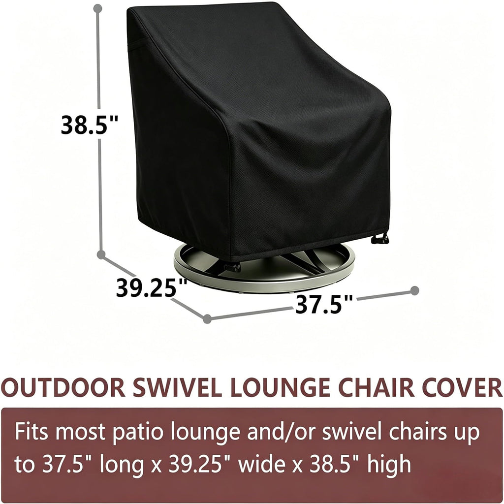 Outdoor Swivel Lounge Chair Cover 2 Pack, (37.5 L x 39.25 W x 38.5 H inches) 100%Waterproof Heavy Duty Outdoor Chair