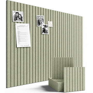 Ribbed Felt Bulletin Board Tiles, 12 Pack Sage Green Cork Board Alternative for Walls, Large Grooved Felt Wall Tiles