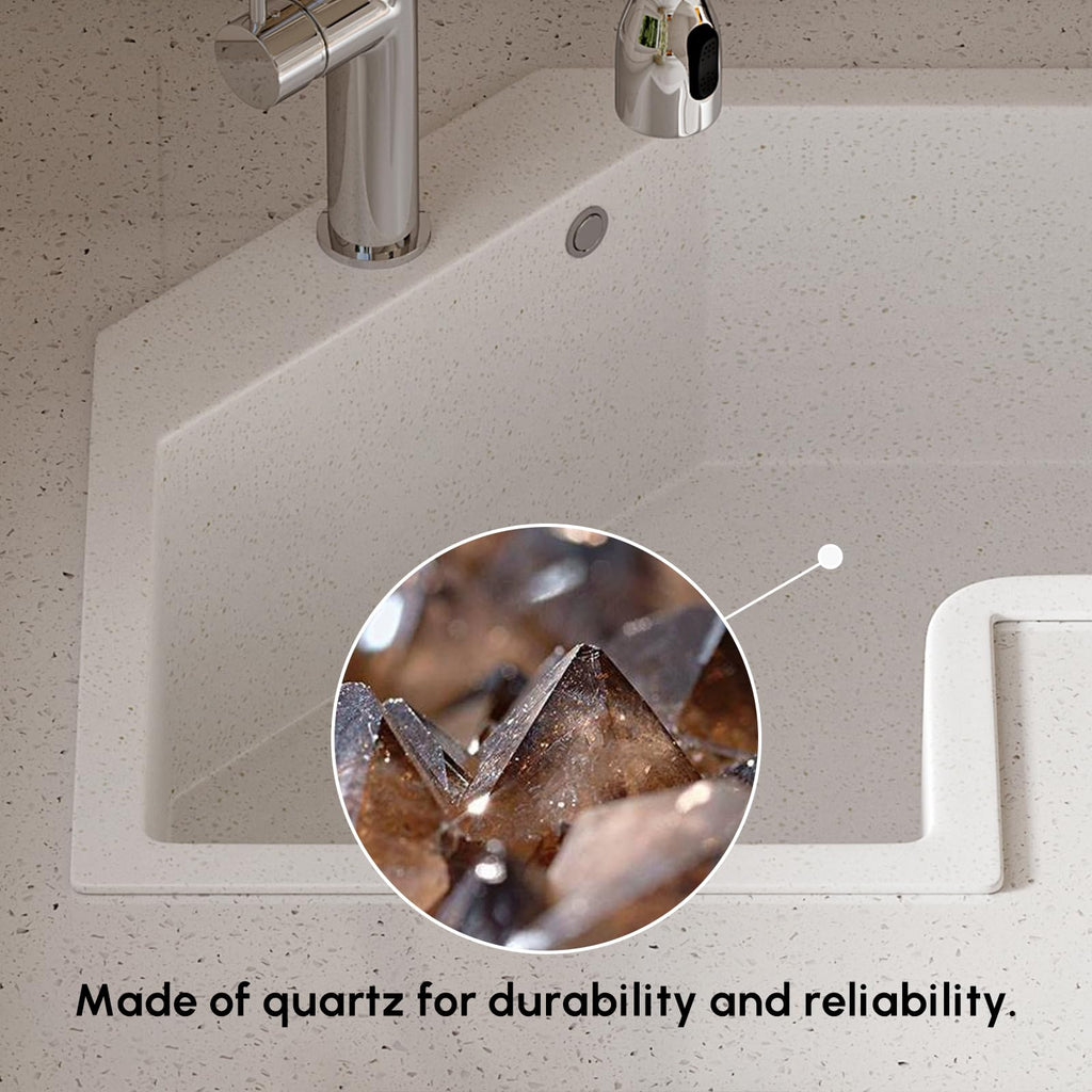25-Inch White Undermount Corner Kitchen Sink - Irregular Quartz Single Bowl Sink for Modern Kitchens