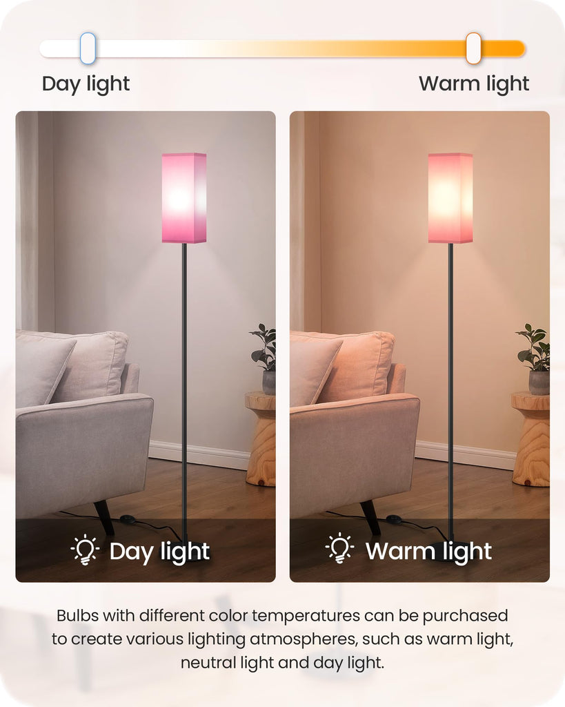 2 Pack Floor Lamp, Pole Lamp with Foot Switch, Modern Standing Lampshade, Minimalist Freestanding Lamp (Bulb Not