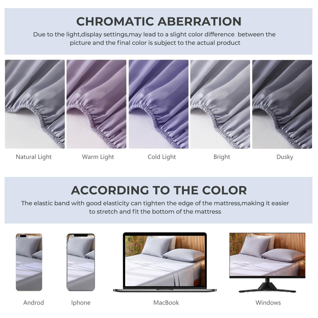 Queen Size 4-Piece Blend Rayon Derived from Bamboo Sheets Set, Cooling Bedding for Hot Sleepers, Breathable & Ultra