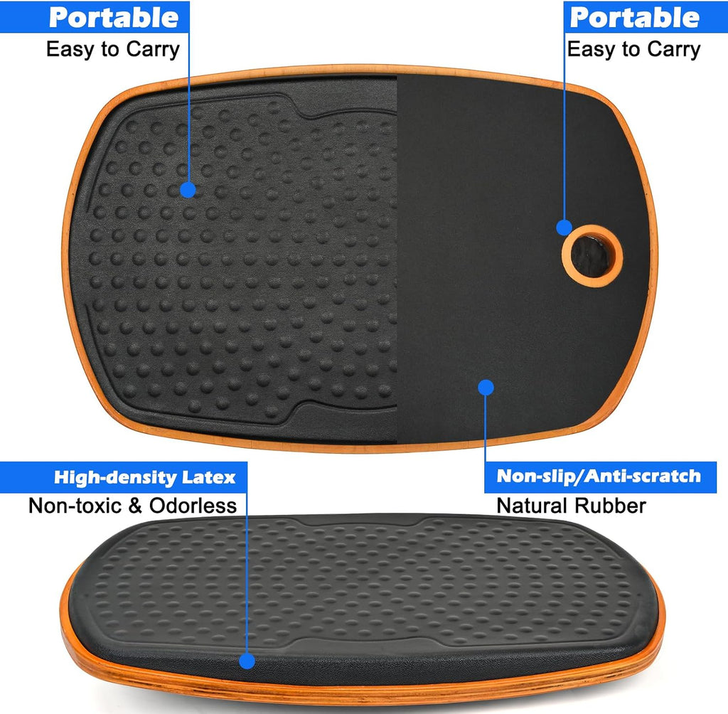 Office Standing Desk Anti Fatigue Mat Wooden Wobble Balance Board Stability Rocker Ergonomically Engineered for Stand