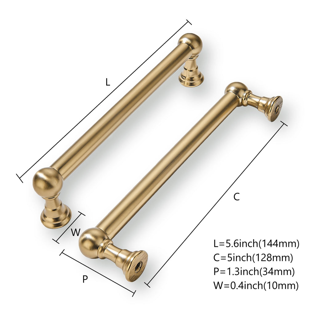 10 Pack 5 Inch Hole Center Champagne Bronze Cabinet Pulls Heavy Duty Solid Satin Brass Cabinet Handles for cabinets