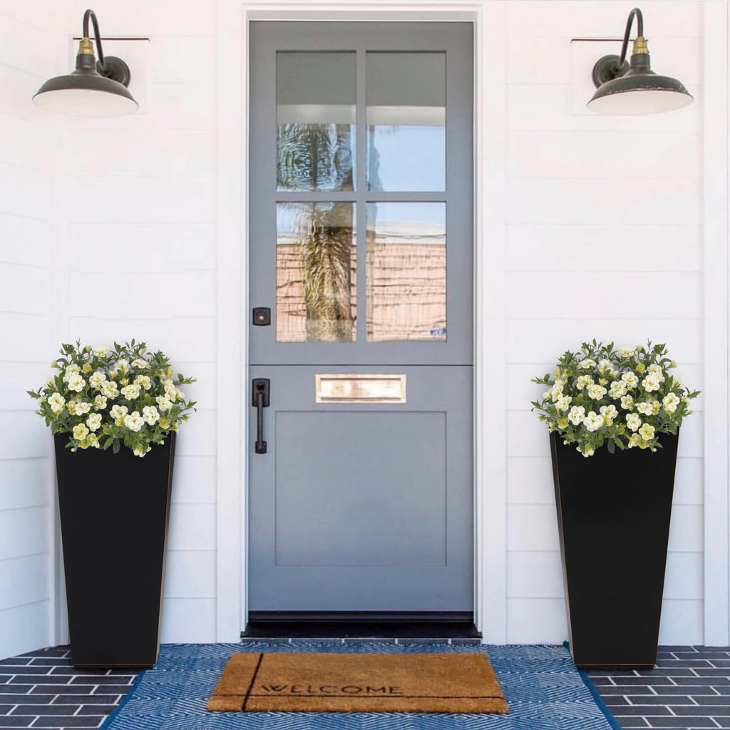 26" Heavy-duty Metallic Taper Planter Set of 2 for Outdoor Indoor Plants