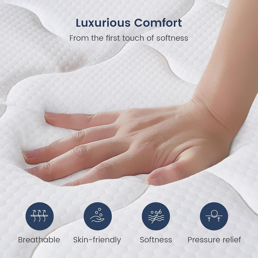California King Mattress 12 Inch, Firm Hybrid Mattress in a Box | Hotel Level Comfort, 7-Zone Pocket Springs, Cooling