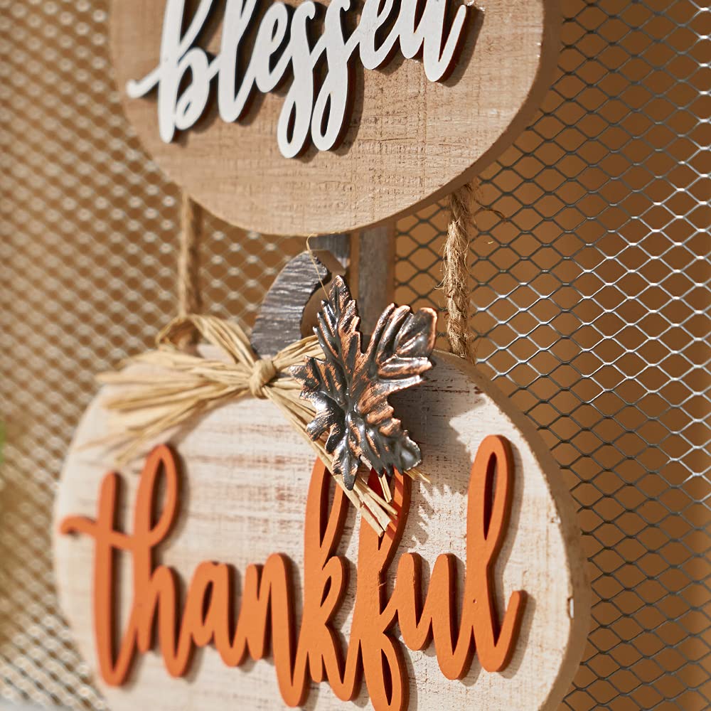 Fall Decorations Pumpkin Wall Signs Wooden Blessed Thankful Decor