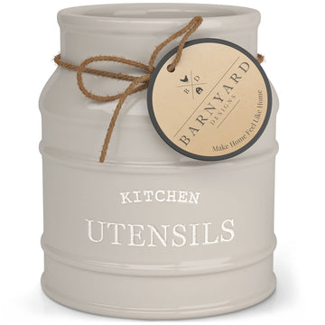 Ceramic Kitchen Utensil Holder Countertop 6.75′′ (Taupe)