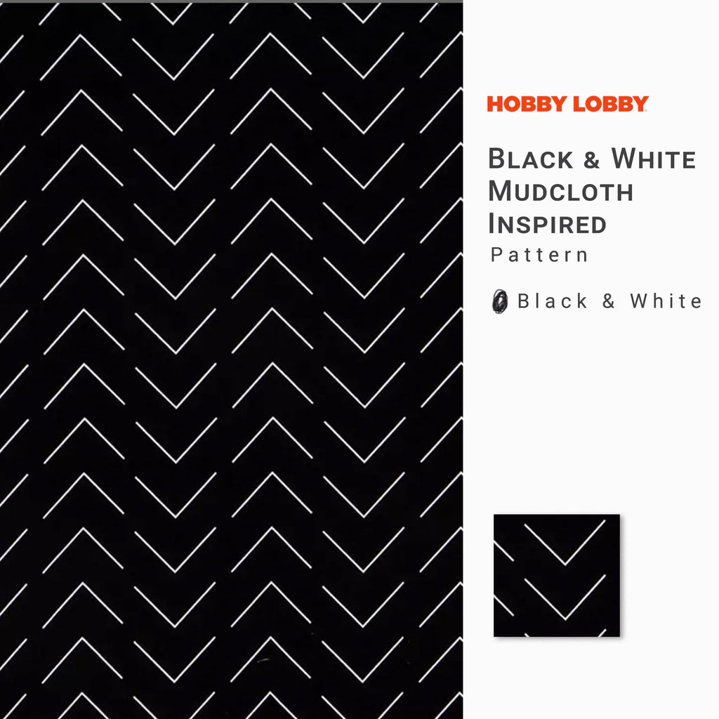 Black & White Mudcloth Inspired Cotton Fabric, 1 Yard