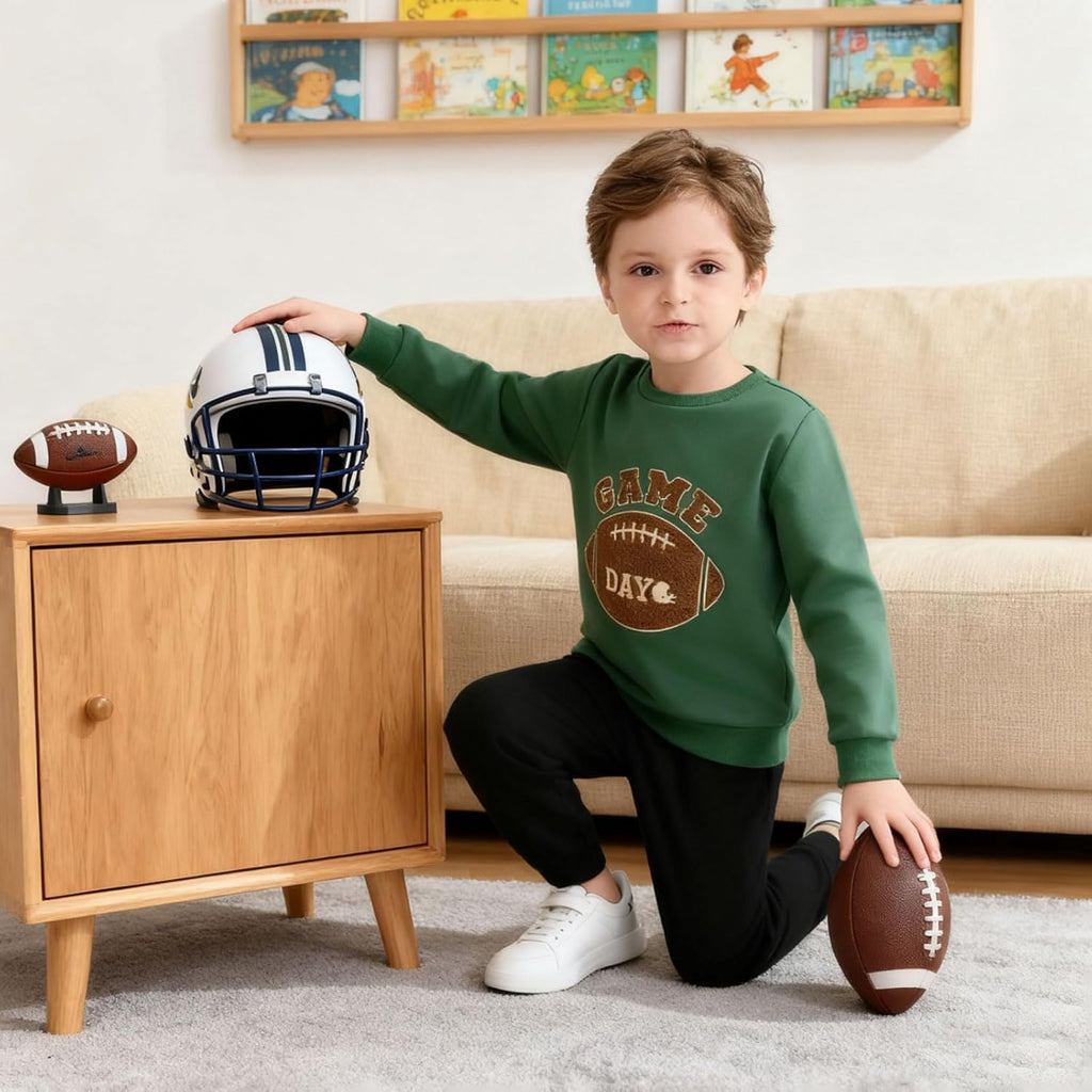 Toddler Baby Boy Fall Winter Clothes Boys Long Sleeve Football Sweatshirt Top Pants 2PCS Set