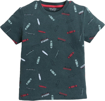 Printed Boys Cotton T-Shirt, Casual Short Sleeve