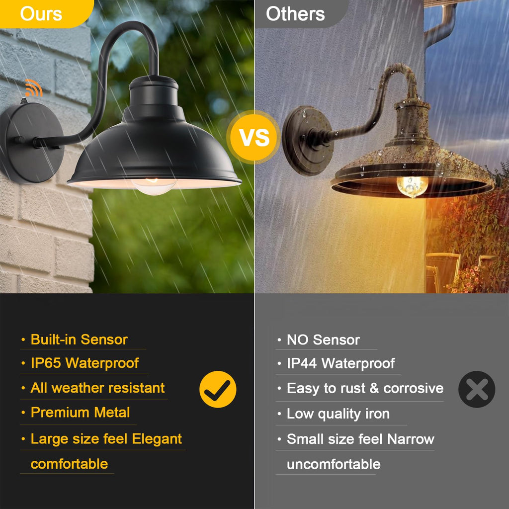 Dusk to Dawn Barn Light Outdoor Sconce 8" Exterior Lighting Fixtures 2 Pack